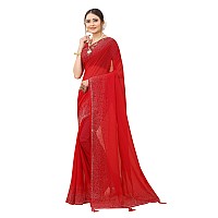 SWADESI STUFF Georgette Saree with Banglory Silk Blouse Stunning Crystal Fix Embellishments Indian Ethnic Wear for Women Re