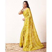 SIRIL Womens Cotton Printed Zari Stripe Saree With Unstitched Blouse Piece 3512S1154Yellow