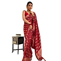 Yashika Womens Banarasi Kanjivaram Jacquard Art Silk Saree Exquisite Ethnic Attire for Indian Festivities Unstitched Blouse