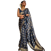 Yashika Womens Banarasi Kanjivaram Jacquard Art Silk Saree Exquisite Ethnic Attire for Indian Festivities Unstitched Blouse