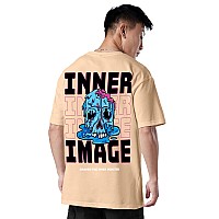 Veirdo Pure Cotton Oversized Baggy Fit Cool Inner Image Graphic Printed Beige Tshirt For Menboys Osvinrimgbgm