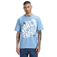 Veirdo Pure Cotton Half Sleeve Round Neck Oversized Fit Graphic Print Blue Tshirt Menboys Osvspcecpsulblm Available In