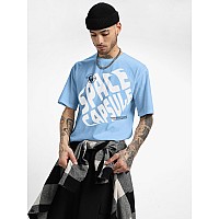 Veirdo Pure Cotton Half Sleeve Round Neck Oversized Fit Graphic Print Blue Tshirt Menboys Osvspcecpsulblm Available In