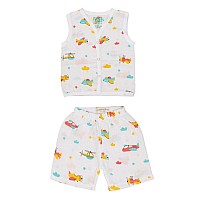 A Toddler Thing Organic Cotton Muslin Jabla Short White Jhabla For Baby Boys Girls Summerwear Jabala Sleeveless Vest