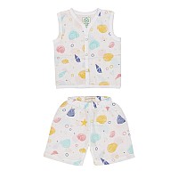 A Toddler Thing Organic Cotton Muslin Jabla Short White Jhabla For Baby Boys Girls Summerwear Jabala Sleeveless Vest