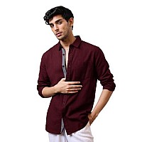 Pinkmint Casual Shirt For Men Stylish Mens Shirt Soild Regular Fit Long Sleeve Formal Wear Maroon