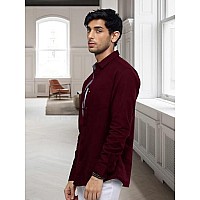 Pinkmint Casual Shirt For Men Stylish Mens Shirt Soild Regular Fit Long Sleeve Formal Wear Maroon