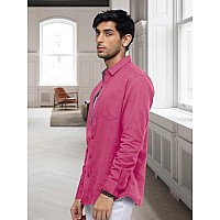 Pinkmint Casual Shirt For Men Stylish Mens Shirt Soild Regular Fit Long Sleeve Formal Wear Pink