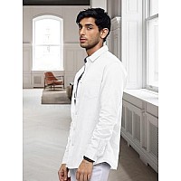 Pinkmint Casual Shirt For Men Stylish Mens Shirt Soild Regular Fit Long Sleeve Formal Wear White