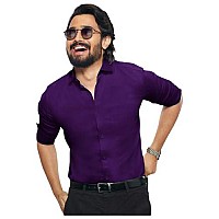 Pinkmint Casual Shirt For Men Stylish Mens Shirt Soild Regular Fit Long Sleeve Formal Wear Purple