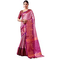 SIRIL Womens Cotton Silk Jacquard Boarder Saree With Unstitched Blouse Piece 3579S2513Light Pink