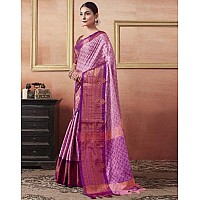 SIRIL Womens Cotton Silk Jacquard Boarder Saree With Unstitched Blouse Piece 3579S2513Light Pink