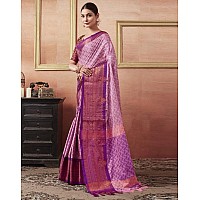 SIRIL Womens Cotton Silk Jacquard Boarder Saree With Unstitched Blouse Piece 3579S2513Light Pink