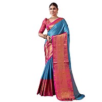 SIRIL Womens Cotton Silk Jacquard Boarder Saree With Unstitched Blouse Piece 3579S2514Light Blue