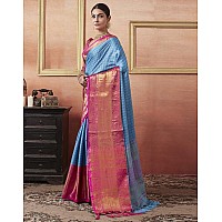 SIRIL Womens Cotton Silk Jacquard Boarder Saree With Unstitched Blouse Piece 3579S2514Light Blue