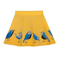 Yougotplanb Girls Above Knee Song Birds Skater Skirt Soft Breathable Fabric Nomark Elastic Casual Wear 4 Years To 6 Y