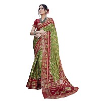 Yashika Womens Magludi Silk Saree Printed Saree With Unstitched Blouse Material Suitable For All Indian Occasions and Festival