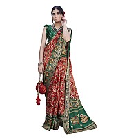 Yashika Womens Magludi Silk Saree Printed Saree With Unstitched Blouse Material Suitable For All Indian Occasions and Festival