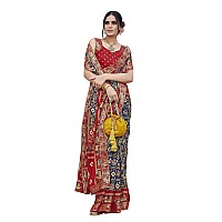 Yashika Womens Magludi Silk Saree Printed Saree With Unstitched Blouse Material Suitable For All Indian Occasions and Festival