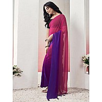 Satrani Womens Georgette Dyed Padding Ready To Wear Saree with Unstitched Blouse Piece 4RS105NPink Purple Violet6