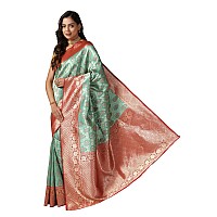 Leriya Fashion Saree for Women Golden Saree for Women Cotton Silk Saree for Women Light Green