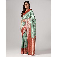 Leriya Fashion Saree for Women Golden Saree for Women Cotton Silk Saree for Women Light Green