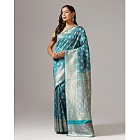 Leriya Fashion Saree for Women Golden Saree for Women Cotton Silk Saree for Women Blue