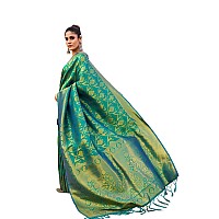 SWORNOF Womens Silk Saree with Zari Woven Saree With Blouse Piece GREEN