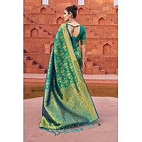 SWORNOF Womens Silk Saree with Zari Woven Saree With Blouse Piece GREEN