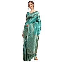 Leriya Fashion Womens Present Banarasi Silk Saree Jacquard Rich Pallu Design Golden saree for women Cotton silk saree for