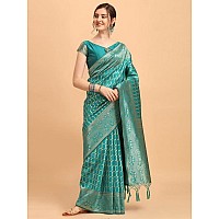 Leriya Fashion Womens Present Banarasi Silk Saree Jacquard Rich Pallu Design Golden saree for women Cotton silk saree for