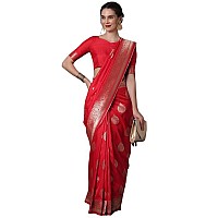 Leriya Fashion Womens Present Banarasi Soft Lichi Silk Saree Jacquard Rich Pallu Design Golden saree for women Cotton silk