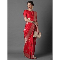 Leriya Fashion Womens Present Banarasi Soft Lichi Silk Saree Jacquard Rich Pallu Design Golden saree for women Cotton silk