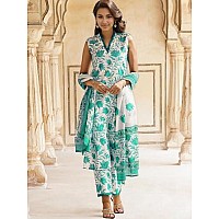 Shienzy Womens Cotton Blend Kurta And Pant Shz1435Mint Greenl