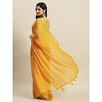 RATAN Womens Chiffon Bandhani Printed Saree without Blouse PieceGZL55033Yellow