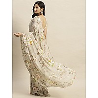 RATAN Womens Chiffon Floral Printed Saree without Blouse Piece(JALP-36908_Beige)