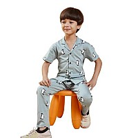 3Bros Unisex Pure Cotton Short Sleeve Kids Night Dress For Boys Girls Nightwearsleepsuitloungewear Night Suittop And Pyjama