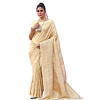 SWORNOF Womens Kanjivaram Banarasi Silk Patola Woven Design Saree With Unstitched Blouse Piece WHITE