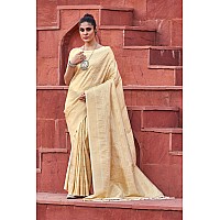 SWORNOF Womens Kanjivaram Banarasi Silk Patola Woven Design Saree With Unstitched Blouse Piece WHITE