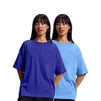 Juneberry Pure Cotton Drop Shoulder Oversized Baggy Fit Half Sleeve Plain Solid Round Neck Multicolor Tshirt For Women Girls