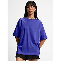 Juneberry Pure Cotton Drop Shoulder Oversized Baggy Fit Half Sleeve Plain Solid Round Neck Multicolor Tshirt For Women Girls