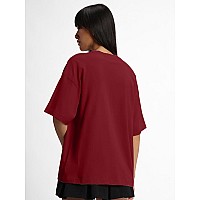 Juneberry Pure Cotton Drop Shoulder Oversized Baggy Fit Half Sleeve Plain Solid Round Neck Multicolor Tshirt For Women Girls