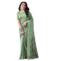 SIRIL Womens Chiffon Printed Saree With Unstitched Blouse Piece (3578S1210_Light Green)