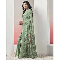 SIRIL Womens Chiffon Printed Saree With Unstitched Blouse Piece (3578S1210_Light Green)