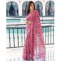 SIRIL Womens Cotton Floral Printed Saree With Unstitched Blouse Piece 3611S1278Pink