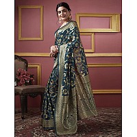 SIRIL Womens Art Silk Jacquard Saree With Unstitched Blouse Piece 3581S176Real Blue