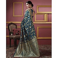 SIRIL Womens Art Silk Jacquard Saree With Unstitched Blouse Piece 3581S176Real Blue