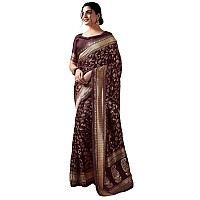 SIRIL Womens Art Silk Jacquard Saree With Unstitched Blouse Piece 3581S173Maroon