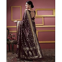 SIRIL Womens Art Silk Jacquard Saree With Unstitched Blouse Piece 3581S173Maroon