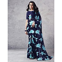 Satrani Womens Pure Georgette Saree 3633S103NNavy Blue Multi